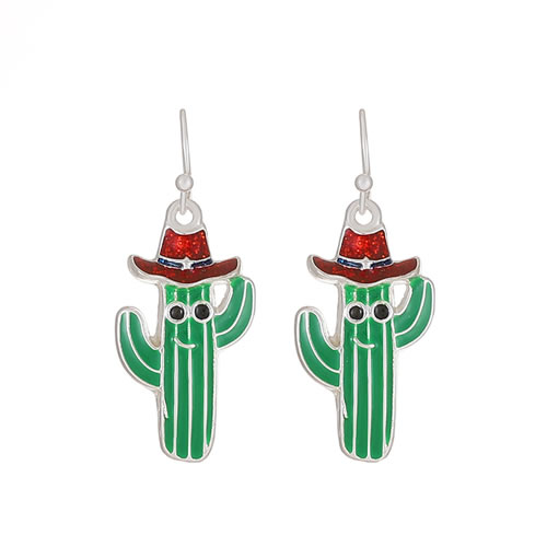 Fashion 11# Alloy Santa Hat Cactus Earrings
