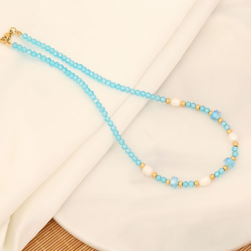 Fashion 2# Crystal Beaded Pearl Necklace