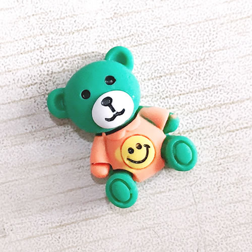 Fashion Smiley Bear Green Resin Cartoon Bear Badge