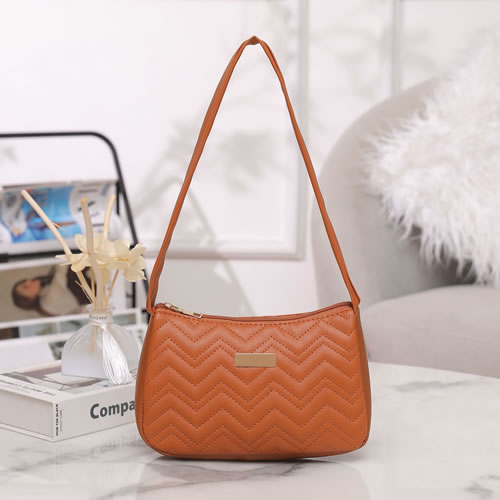 Fashion Brown Pu Embroidery Thread Large Capacity Shoulder Bag