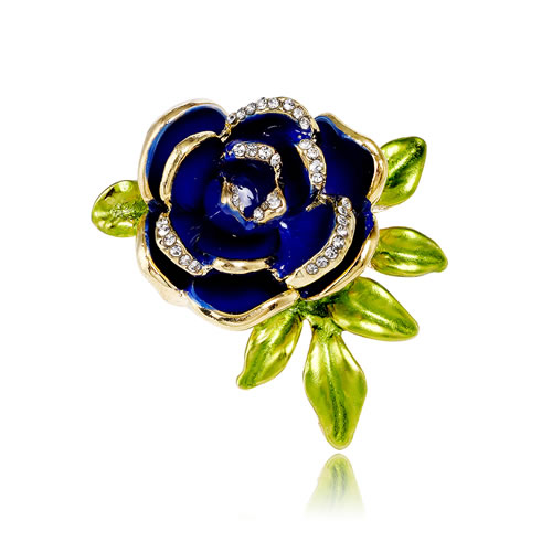 Fashion Blue Alloy Dripping Flower Brooch