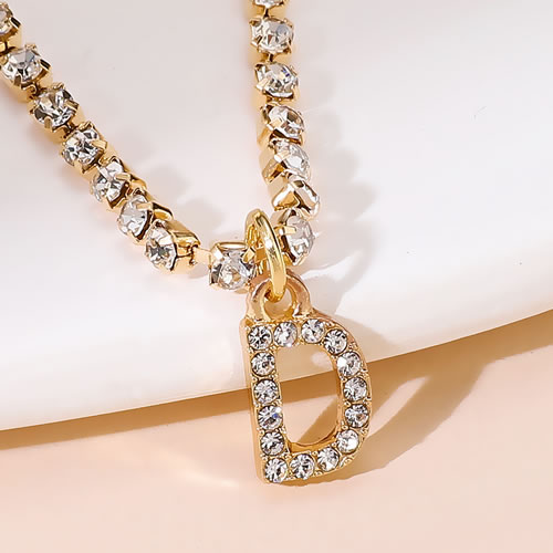 Fashion D. Alloy Diamond Claw Chain 26 Alphabet Anklet