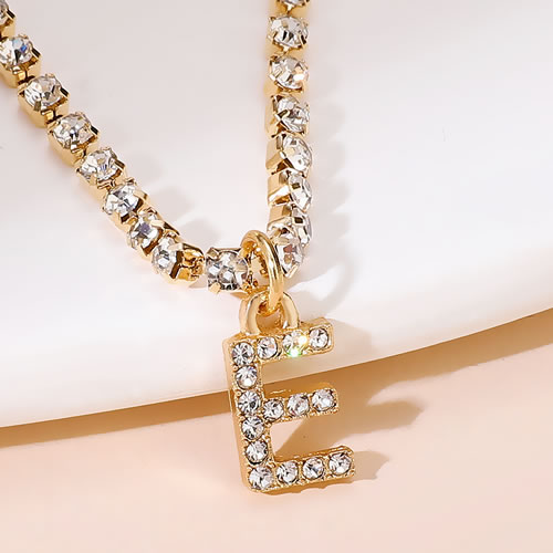 Fashion E. Alloy Diamond Claw Chain 26 Alphabet Anklet