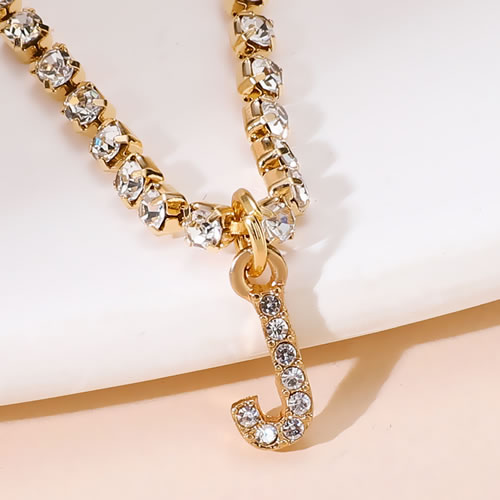 Fashion J Alloy Diamond Claw Chain 26 Alphabet Anklet