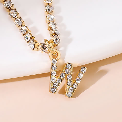 Fashion W Alloy Diamond Claw Chain 26 Alphabet Anklet