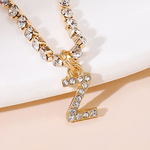 Fashion Z Alloy Diamond Claw Chain 26 Alphabet Anklet