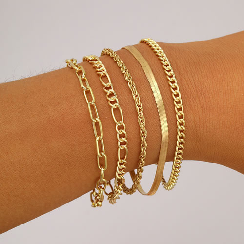 Fashion Gold Alloy Twist Chain Snake Bone Chain Bracelet Set