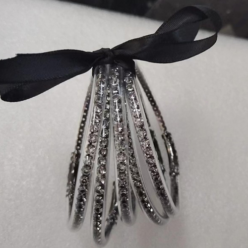 Fashion 5 Black Silicone Diamond Hexagram Geometric Bracelet