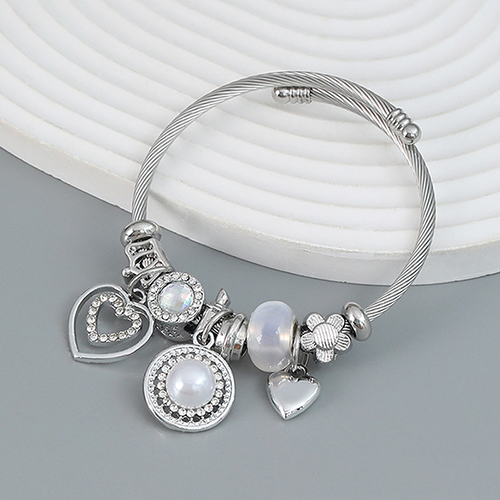Fashion Silver Alloy Diamond-studded Love Pearl Flower Multi-element Bracelet