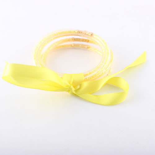 Fashion Yellow Silicone Sequin Bow Bracelet