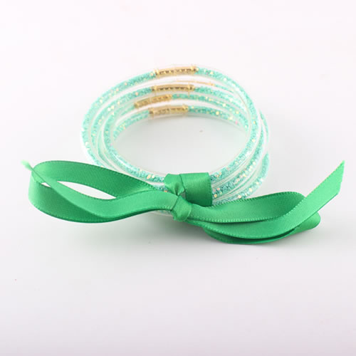 Fashion Green Silicone Sequin Bow Bracelet