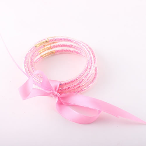 Fashion Pink Silicone Sequin Bow Bracelet
