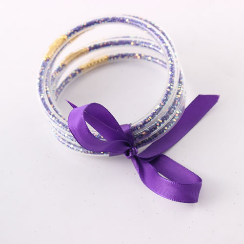 Fashion Dark Violet Silicone Sequin Bow Bracelet