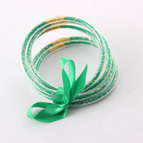 Fashion Dark Green Silicone Sequin Bow Bracelet