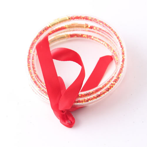 Fashion Red Silicone Sequin Bow Bracelet