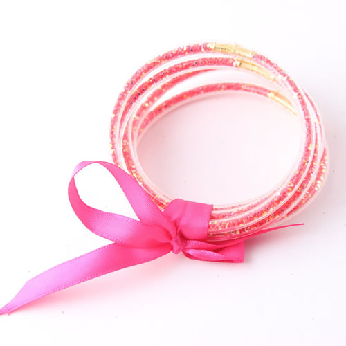 Fashion Rose Red Silicone Sequin Bow Bracelet
