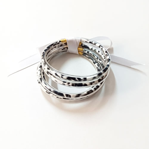 Fashion Black Silicone Leopard Bow Bracelet Set