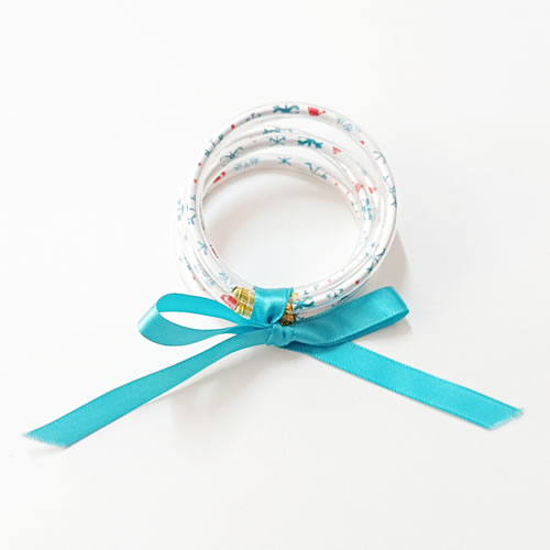 Fashion Blue Silicone Christmas Bow Bracelet Set