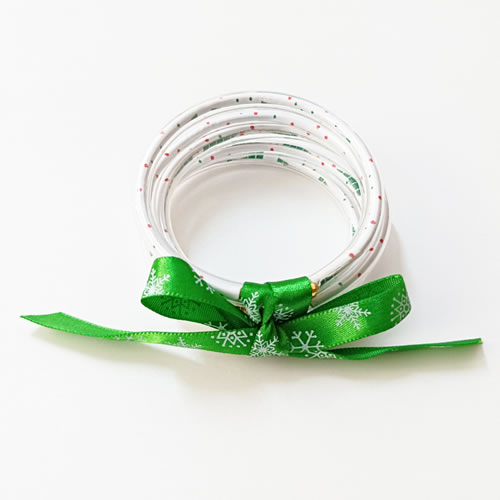 Fashion Tree Silicone Christmas Bow Bracelet Set