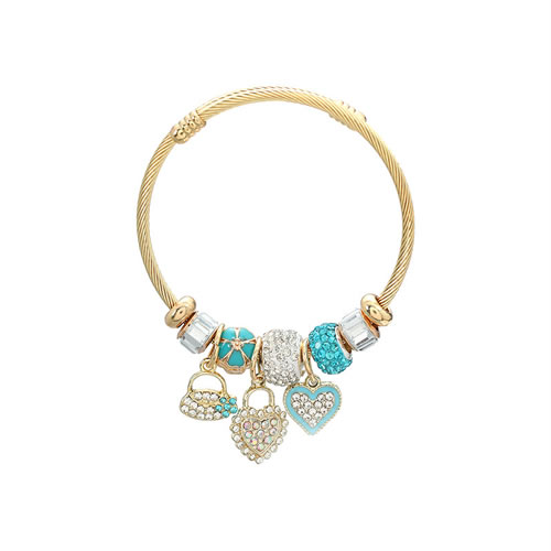 Fashion Blue Alloy Diamond Heart Flower Multi-element Bracelet