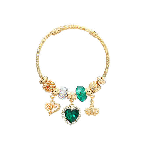Fashion Green Alloy Diamond Heart Crown Multi-element Bracelet
