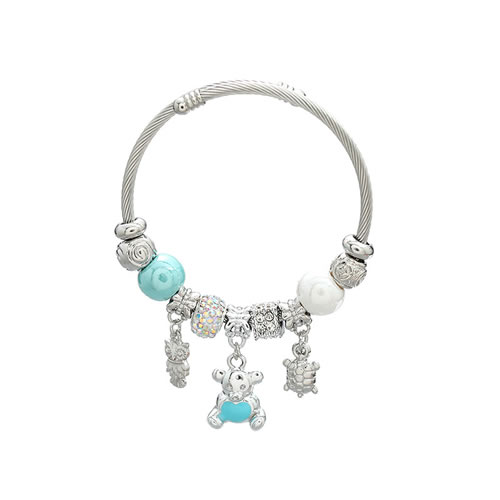 Fashion Blue Alloy Diamond Bear Multi-element Bracelet