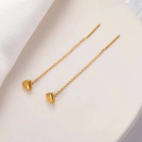 Fashion Gold Titanium Steel Love Ear Wire