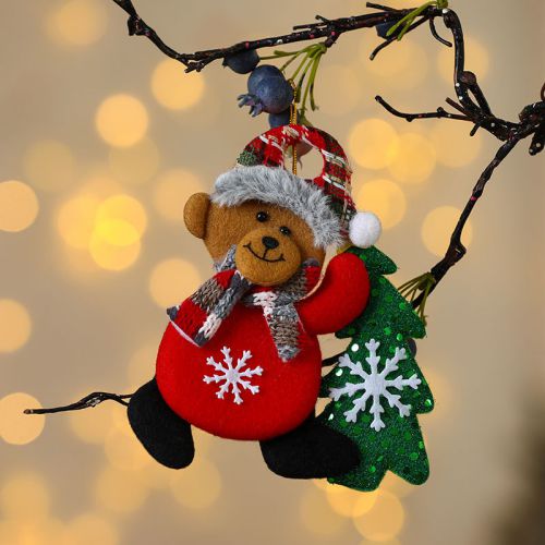 Fashion Bear【17*14cm】 Fabric Christmas Geometric Ornaments