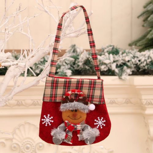 Fashion Deer【25*19cm】 Fabric Plaid Christmas Large Capacity Tote Bag