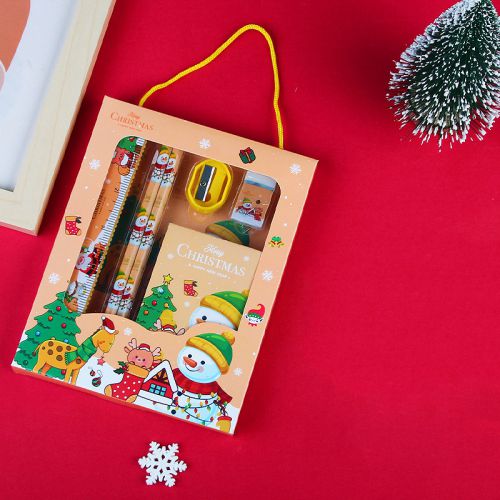 Fashion Yellow Plastic Christmas Stationery Gift Box Set