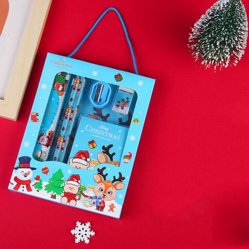 Fashion Blue Plastic Christmas Stationery Gift Box Set