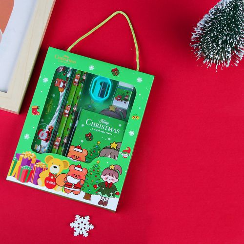Fashion Green Plastic Christmas Stationery Gift Box Set