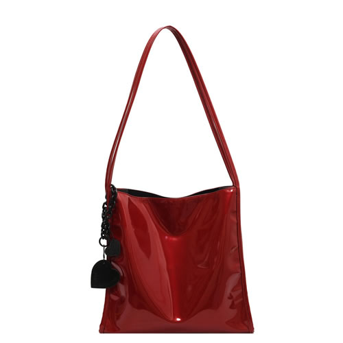 Fashion Claret Pu Large Capacity Shoulder Bag