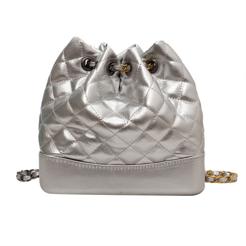 Fashion Silver Pu Rhombic Beam Mouth Large Capacity Messenger Bag