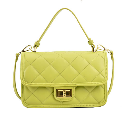 Fashion Green Pu Rhombus Lock Flip Crossbody Bag