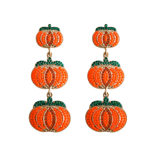 Fashion Orange Alloy Bead Pumpkin Earrings