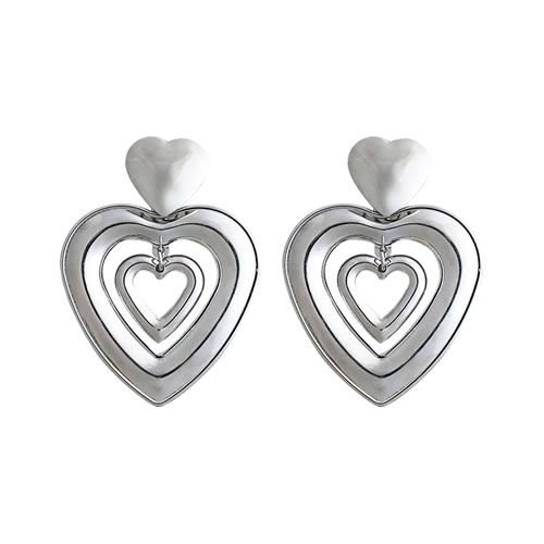 Fashion Silver Alloy Hollow Heart Stud Earrings