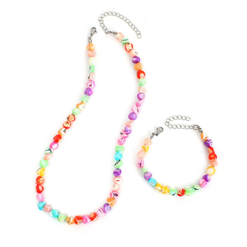 Fashion Colorful Shell Necklace Bracelet Set Colorful Shell Beaded Necklace Bracelet Set