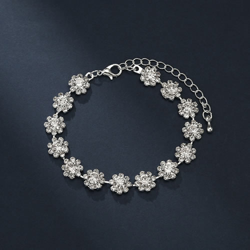 Fashion 3# Geometric Rhinestone Flower Bracelet
