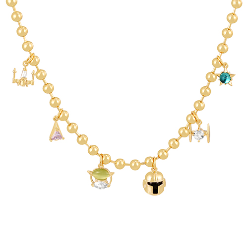 Fashion Golden 14 Copper Inlaid Zircon Princess Series Pendant Bead Necklace (4mm)