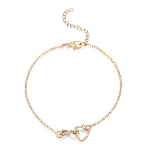 Fashion Gold Alloy Heart Figure 8 Anklet
