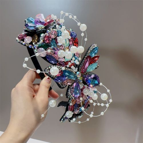 Fashion Color Geometric Diamond Butterfly Headband