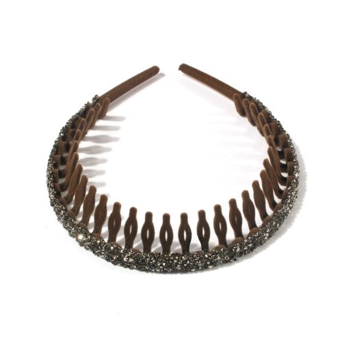 Fashion Brown Plastic Diamond Geometric Toothed Headband