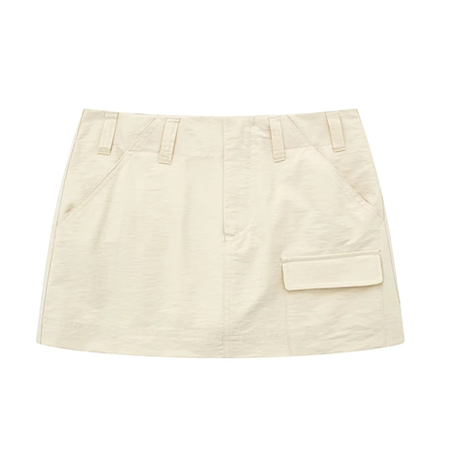 Fashion Beige Linen Pocket Culottes