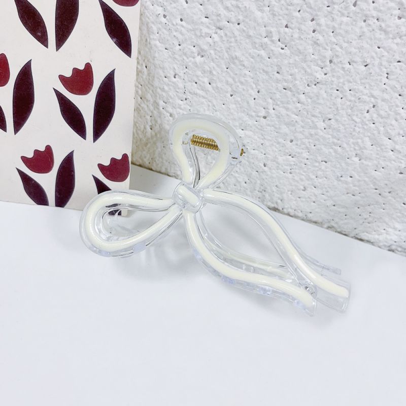 Fashion White Oil Drip Bow Clip Plastic Oil Drip Bow Grab Clip