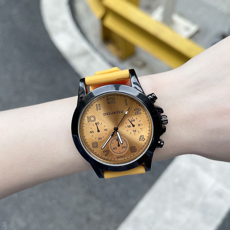 Fashion Orange Belt Titanium Steel Round Dial Watch (with Battery)