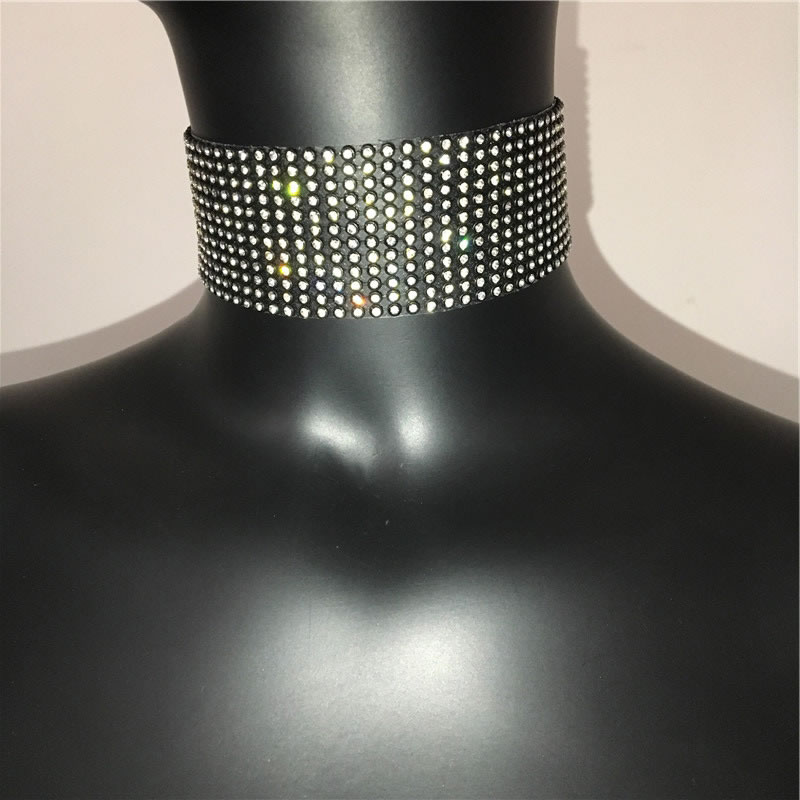Fashion Black Collar Metal Sequin Rhinestone Choker
