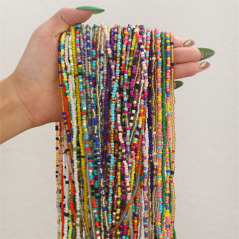 Fashion Color Multi-layer Colored Rice Bead Beaded Waist Chain (8 Random Colors)