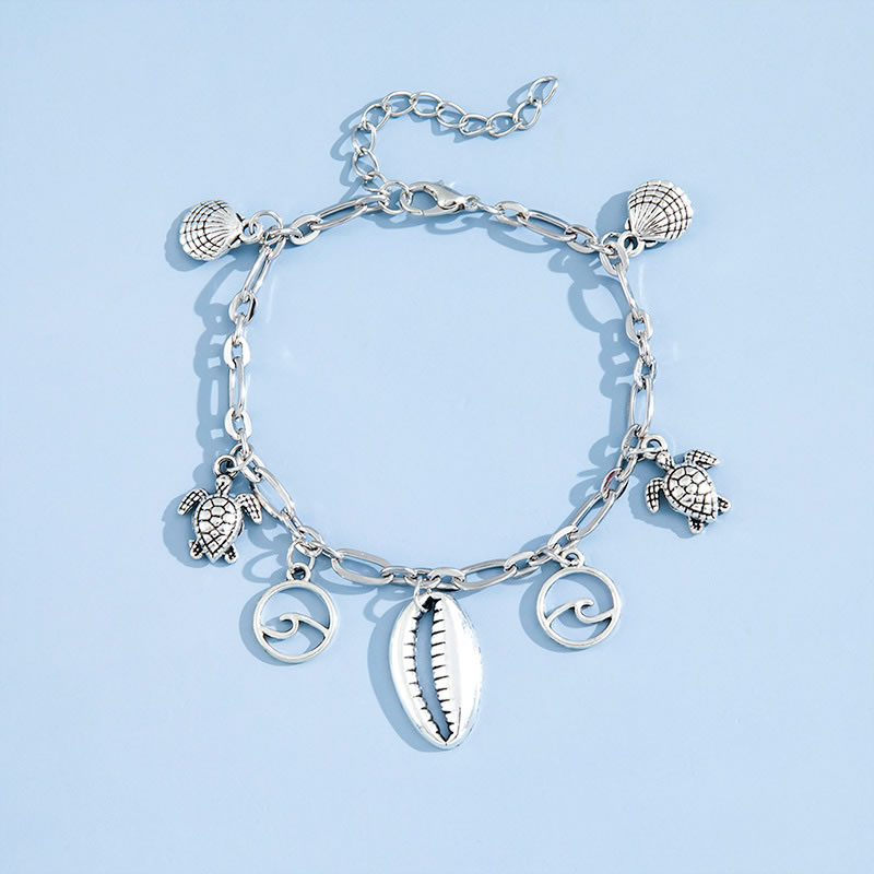 Fashion Silver Alloy Scallop Turtle Conch Anklet