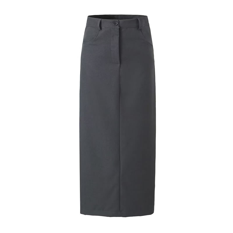 Fashion Grey Polyester Single Button Skirt